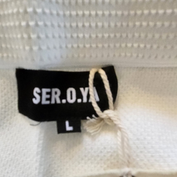 SEROYA Julie Tennis Mini Knit Skirt Large White NWT Y2K Sporty Varsity Academia - Picture 5 of 11